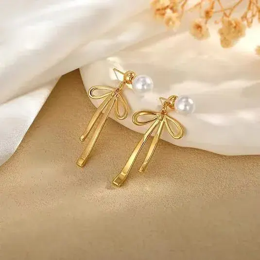 Ribbion Pearl Earring - FY0174